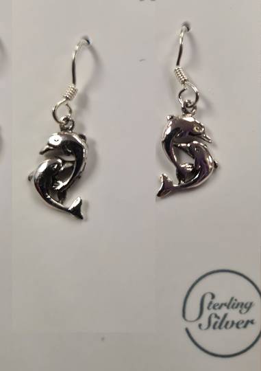Sterling Silver Twin Dolphin Earrings
